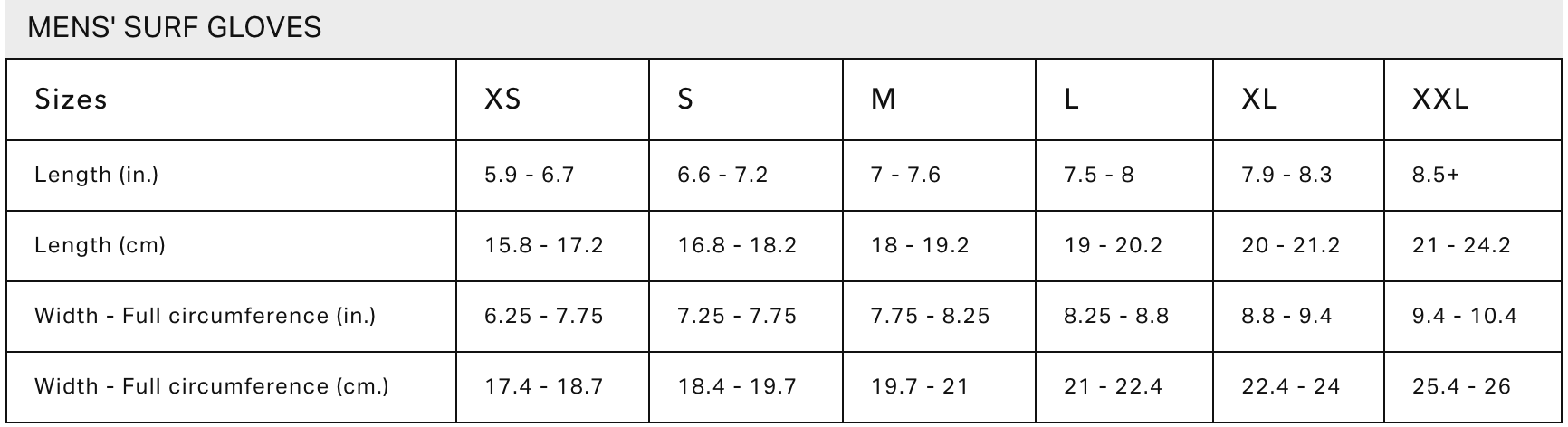 SIZING CHART & FIT GUIDE – Matuse Australia